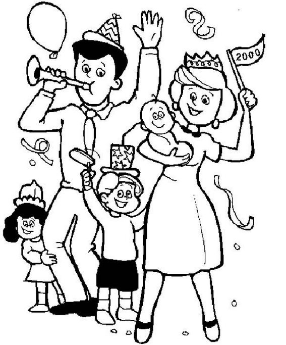 Family Held Birthday Kid Coloring Page