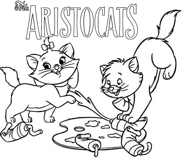Marie and Toulouse Aristocats Coloring Page for Kids