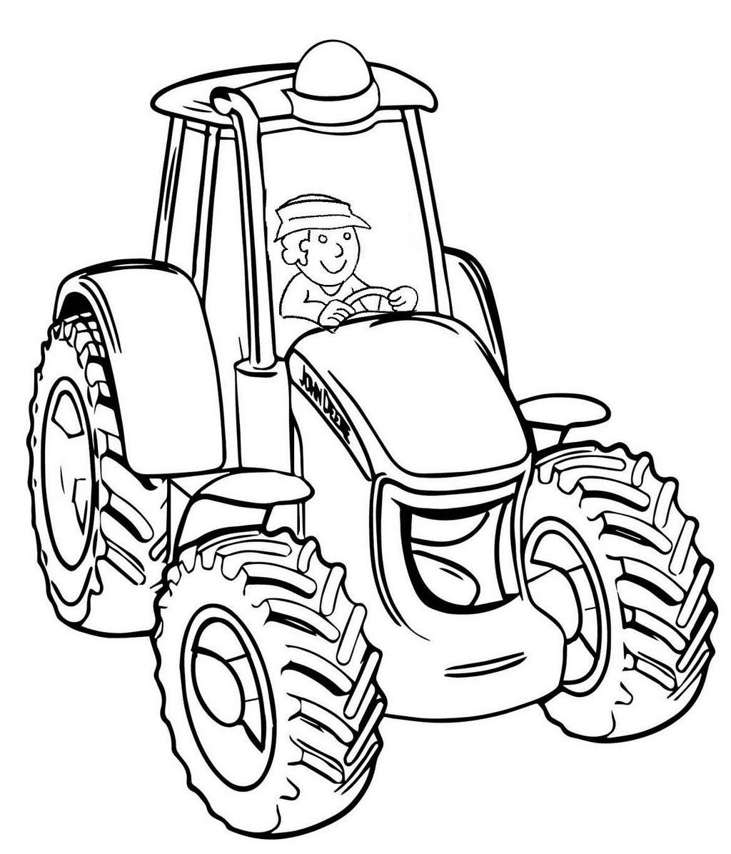Operator Driving Tractor Machine Coloring Page