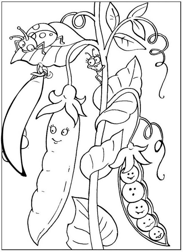 cute peas coloring page for kids