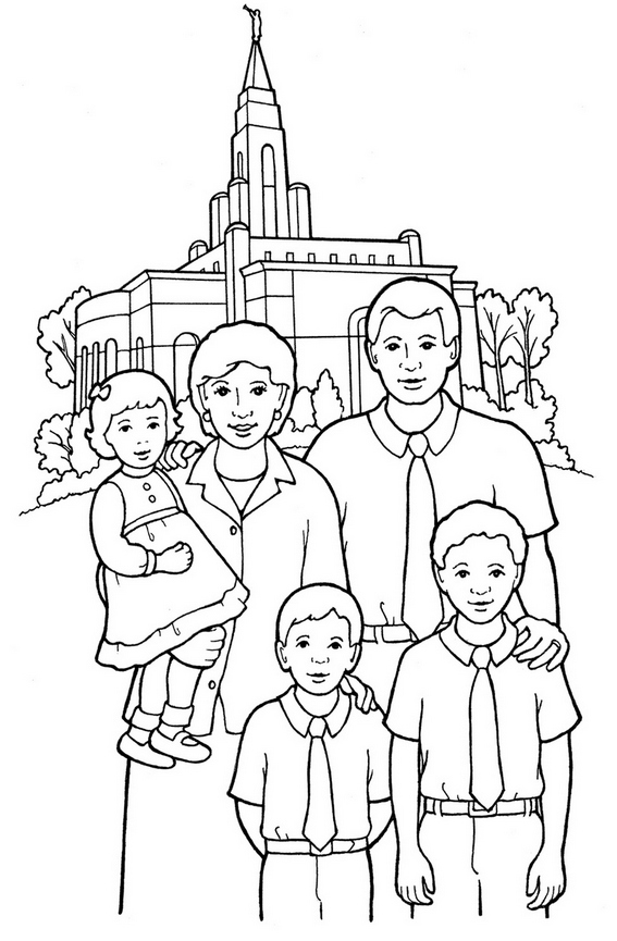 family photo with landmark background coloring pages