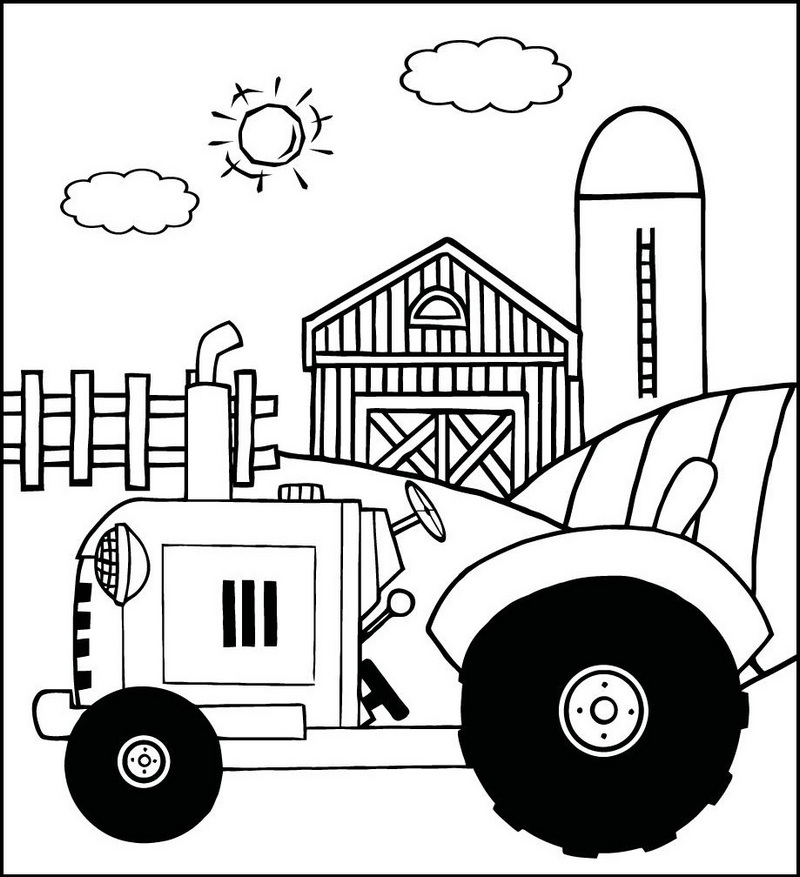 farm machinery tractor coloring page