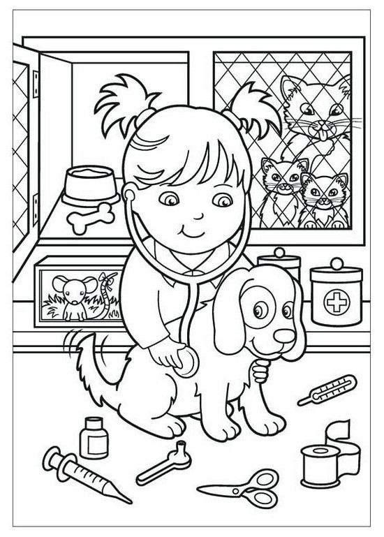 Free Printable Veterinarian Coloring Pages