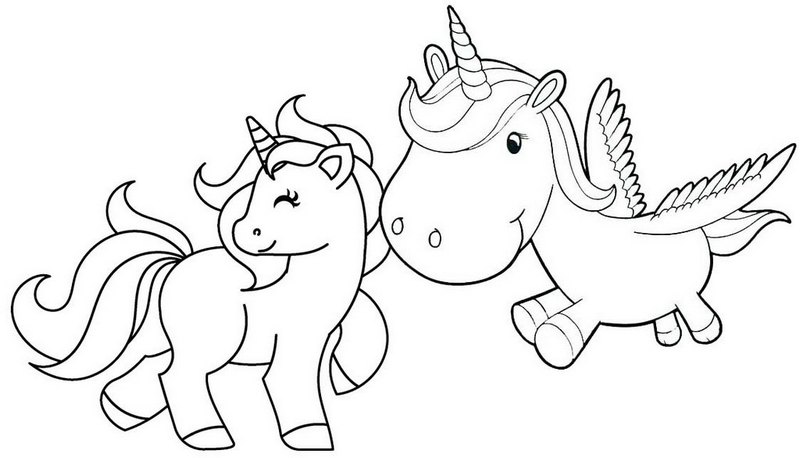 Cute Baby Couple Unicorn Coloring Pages