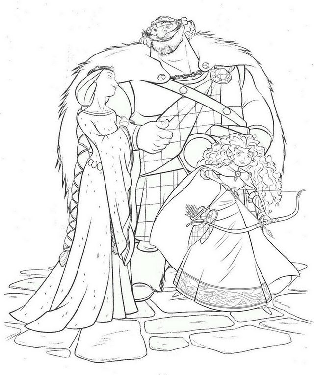 Disney Brave Merida King Fergus Queen Elinor Coloring Page
