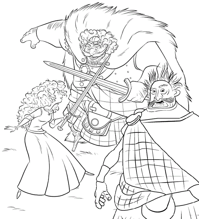 Merida Lord Dingwall and King Fergus from Brave Coloring Page