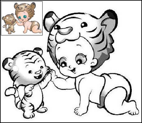 Twozies Tiger Tamba and Tessy Coloring Page