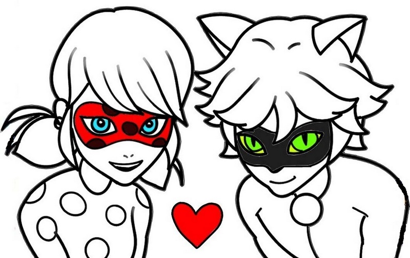 best miraculous ladybug and cat noir coloring page