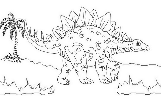 high stegosaurus dino coloring page