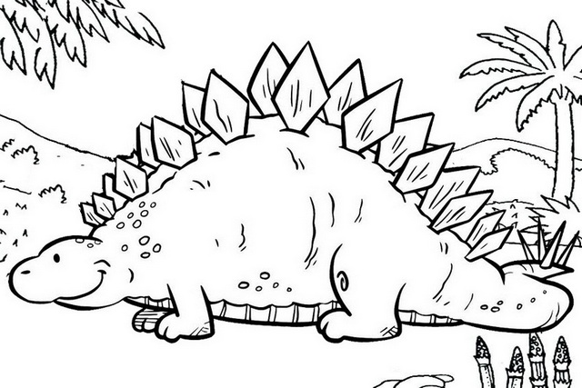 printable stegosaurus coloring page for kids