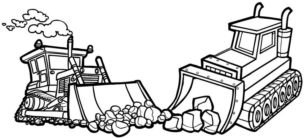 Bulldozer Tracked Tractor Coloring Page