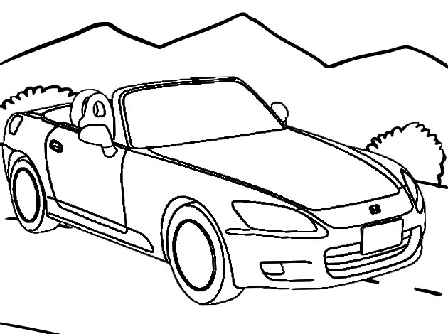 Convertible Car Coloring Page for Boys