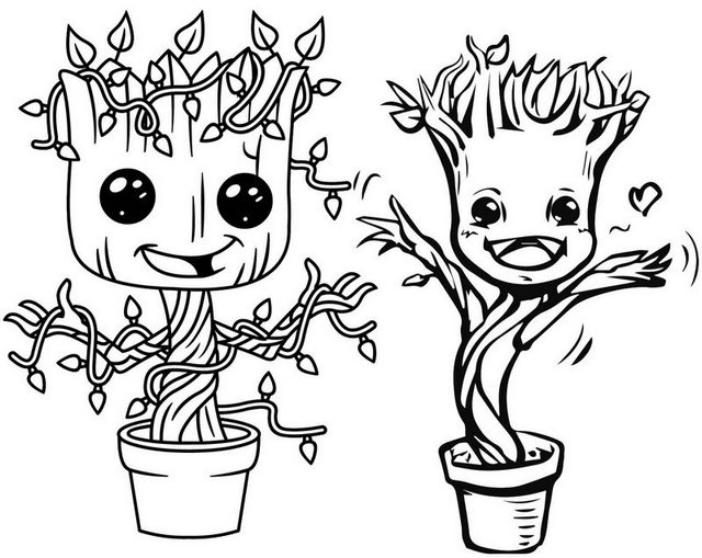 Dancing Baby Groot Plant Coloring Page