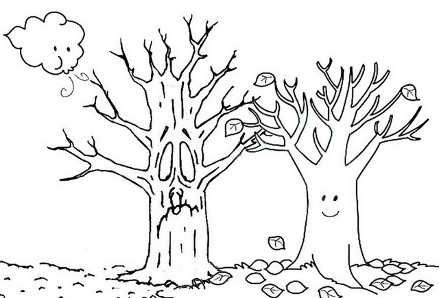 Fall Tree Cartoon Coloring Page