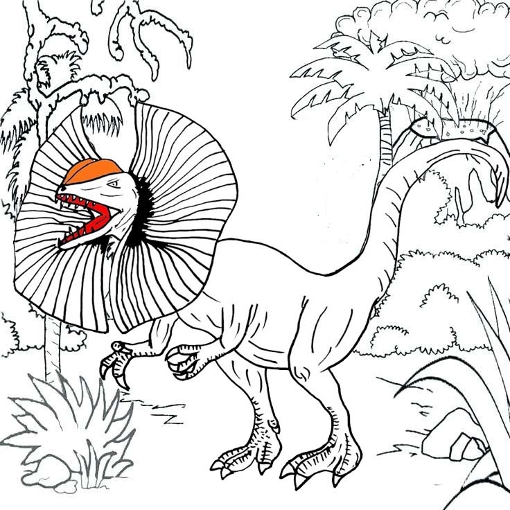dilophosaurus habitat coloring pages