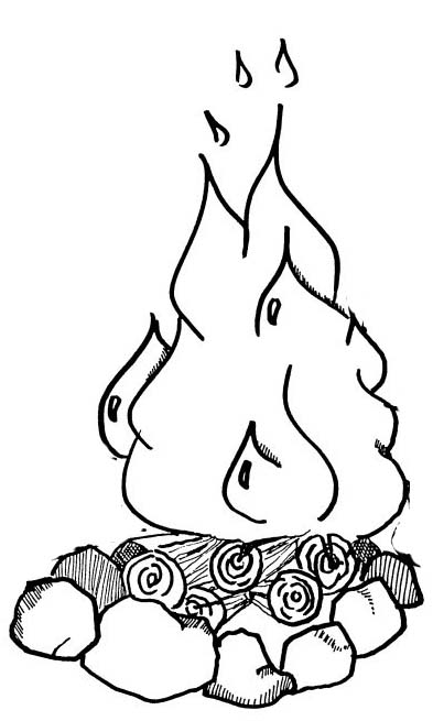 hot campire coloring page for children