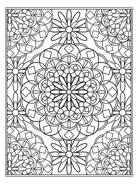 rug themed mandala flower design coloring pages