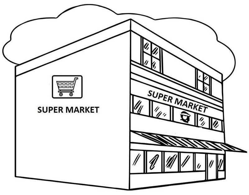 Great Supermarket Coloring Page
