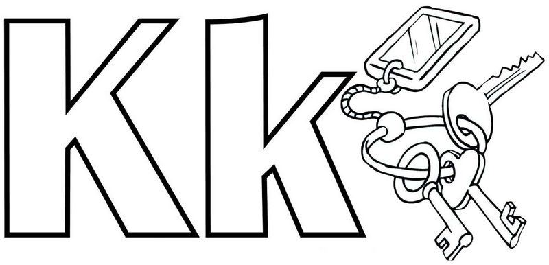 K for Key Alphabet Coloring Page