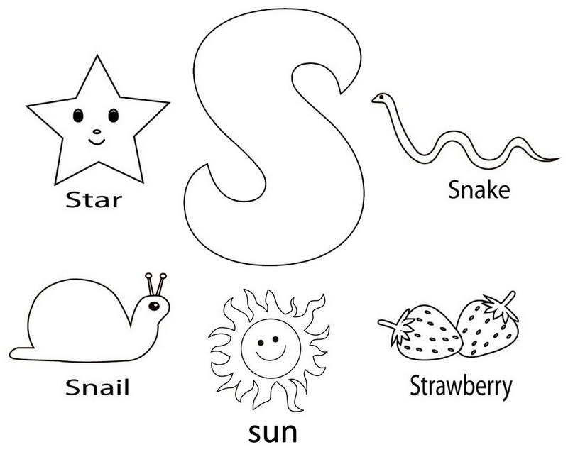 Letter S Teaching Coloring Page for Kids