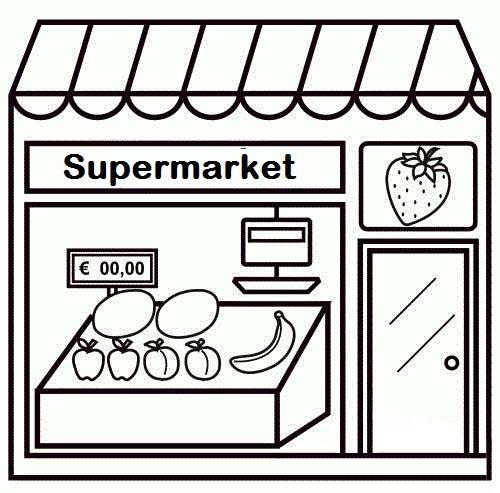 Simple Supermarket Coloring Page