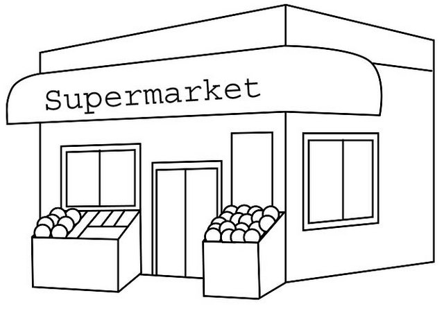 Supermarket Coloring Page for Children
