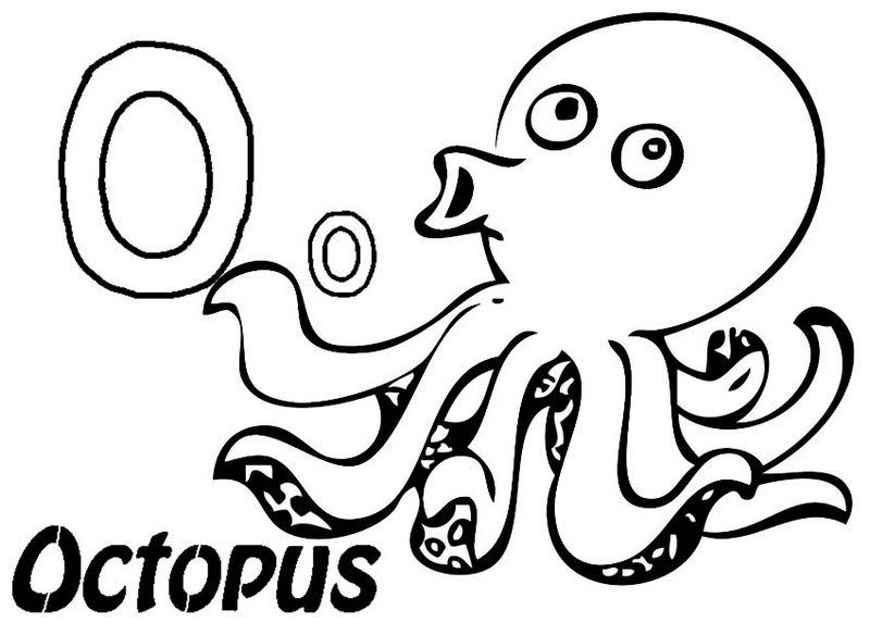 Cute Letter O for Octopus Coloring Page
