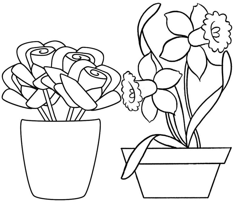 Fresh Flower Pot Coloring Page