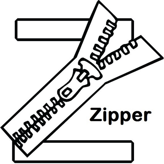 Letter Z for Zipper Coloring Page