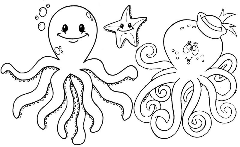 Wonderful Two Octopus Coloring Page
