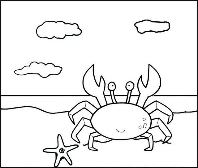 crab on the coast coloring pages