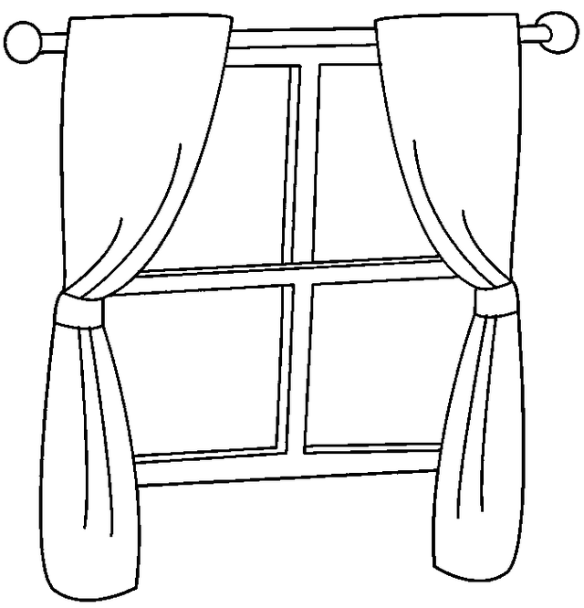 window with beautiful curtains coloring page