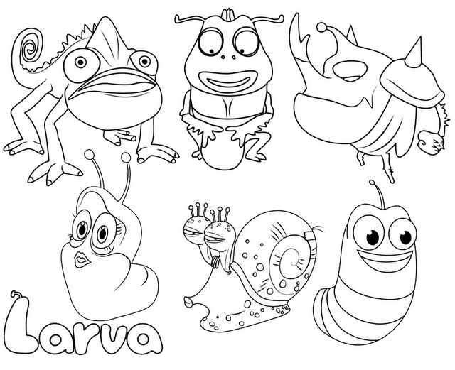 Best Larva Animation Coloring Page for Kids