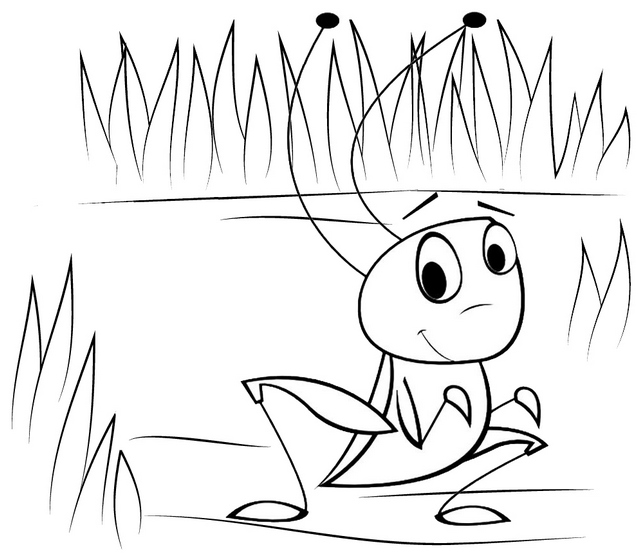 funny cricket coloring page for kids