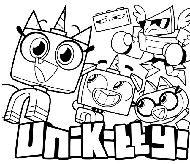 All New Unikitty characters coloring page