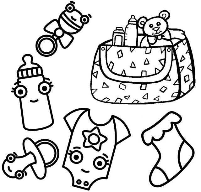 Baby Bag Clothes Toys Coloring Page
