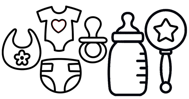 Cute Baby Accessories Coloring Page