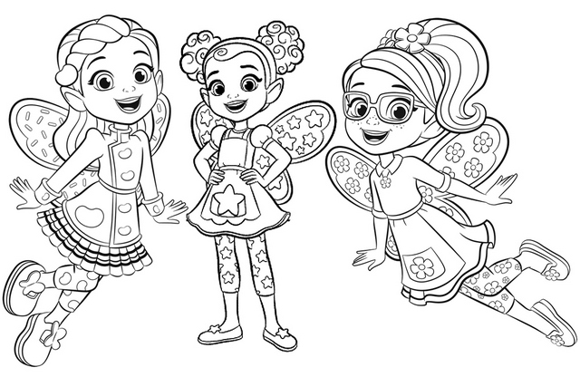 Poppy Butterbean and Dazzle from Butterbeans Cafe Coloring Page