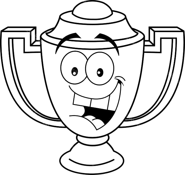 Trophy Cartoon Smiling Coloring Page