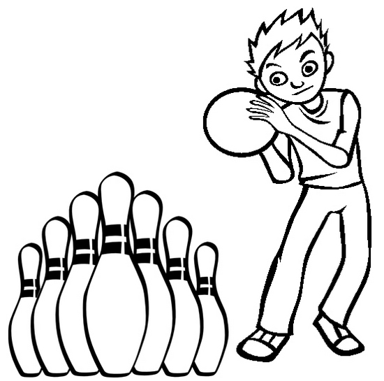 a boy playing bowling coloring page