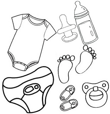 pacifiers bottles cloth diapers toys coloring page