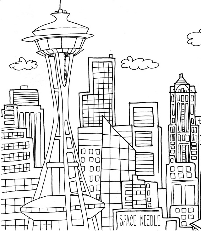 skyscraper city coloring page
