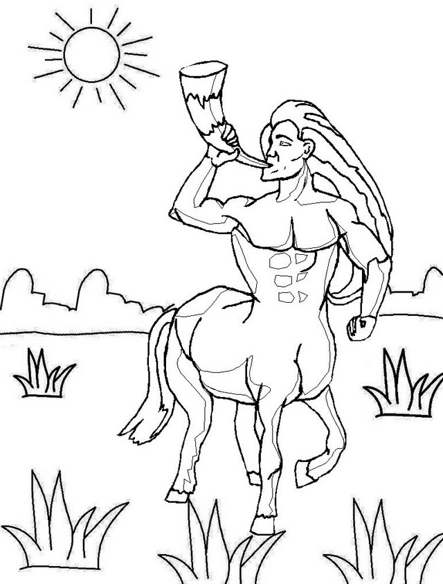 centaur blowing a horn coloring pages