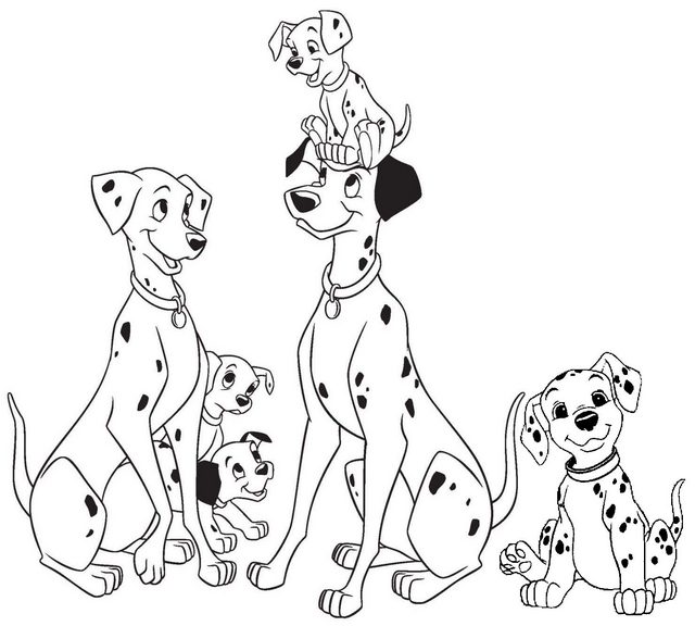 101 Dalmatians Family Coloring Page