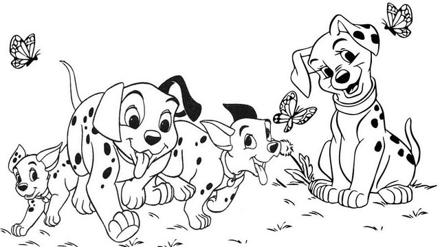101 Dalmatians Playing to the Park Coloring Page