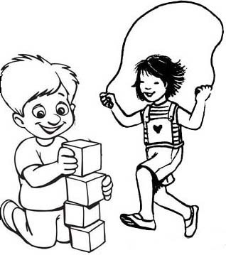 Children Playing Together Coloring Page