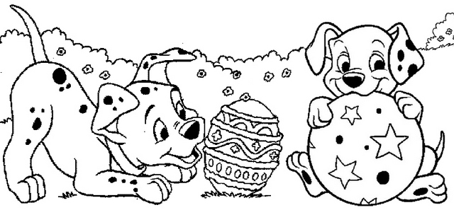 Dalmatians Easter Day Coloring Page