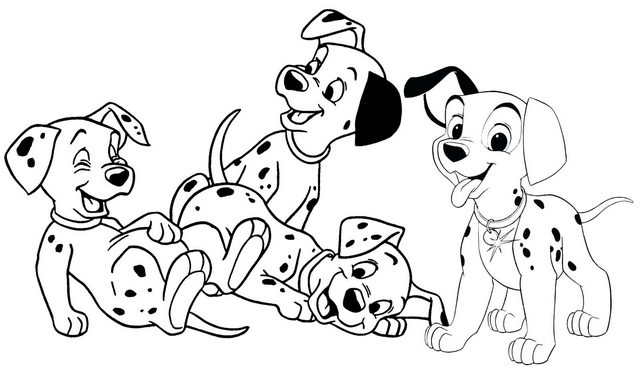 Dalmatians Laughing Coloring Page