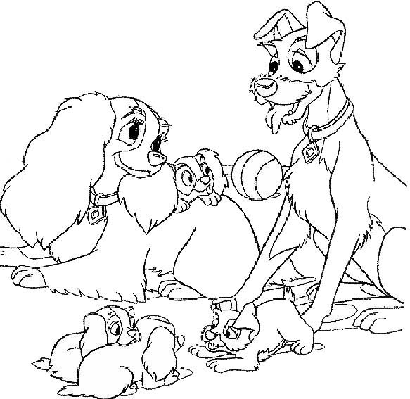 Lady and the Tramp Character Coloring Page of Disney