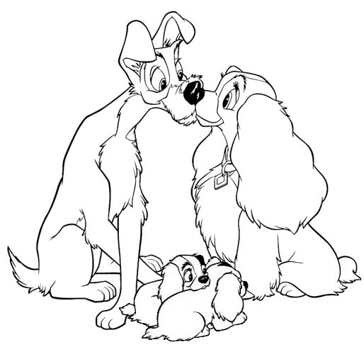 Romantic Lady and The Tramp Coloring Page